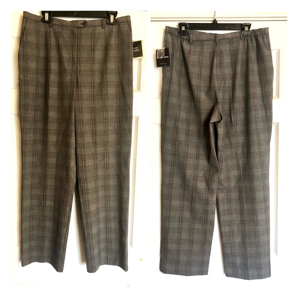 Sag Harbor Grey & Red Plaid Dress Pants